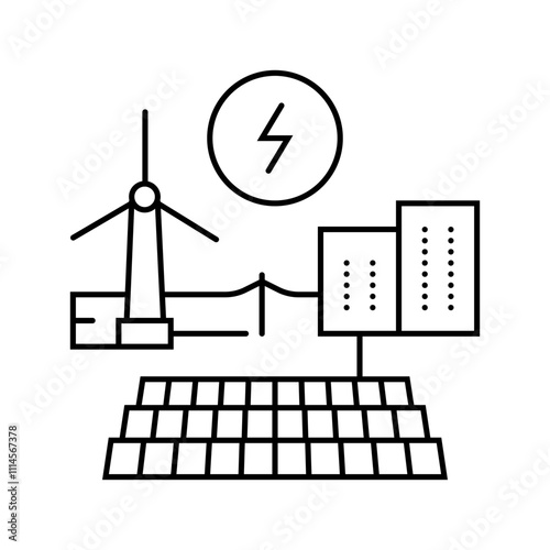 renewable integration energy line icon vector. renewable integration energy sign. isolated contour symbol black illustration