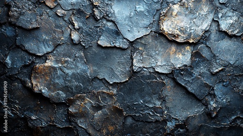 An industrial metal surface, dark and heavily scratched, with worn textures and light streaks. photo