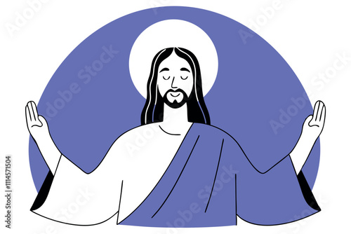Jesus Christ preaching vector illustration. Christianity religion