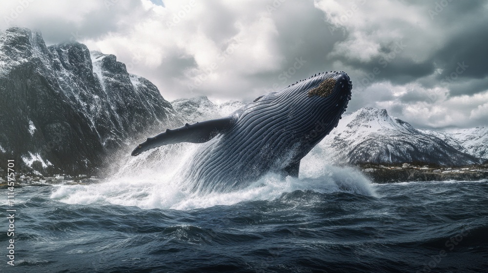 Fototapeta premium Humpback Whale Leaping from the Ocean