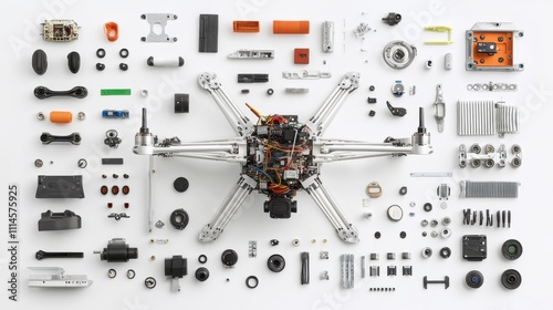Neatly Arranged Replacement Parts on White Backdrop