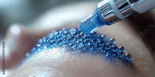 Innovative skincare procedure featuring blue microbeads applied for deep hydration and rejuvenation photo