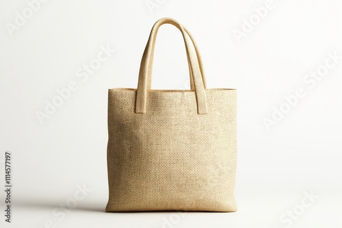 Reusable shopping bag mockup promoting sustainable and eco conscious consumerism on a clean white background photo