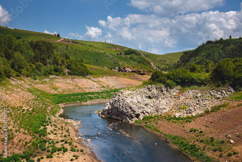 Summer Landscape with Uvac River Flowing in Canyon