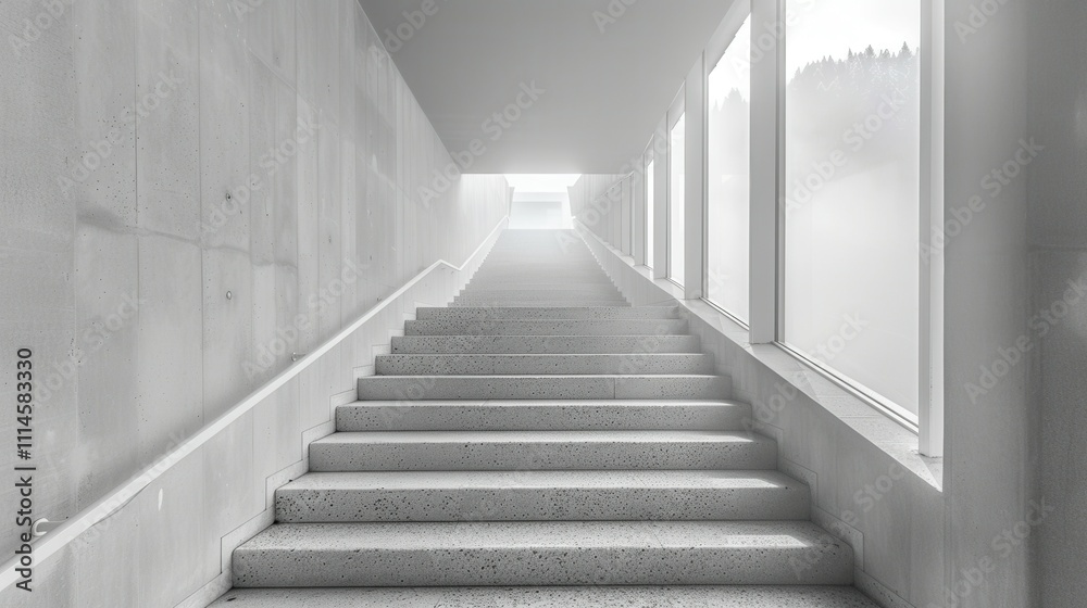 Obraz premium Steps leading to bright light create a serene and inviting atmosphere in a minimalist space