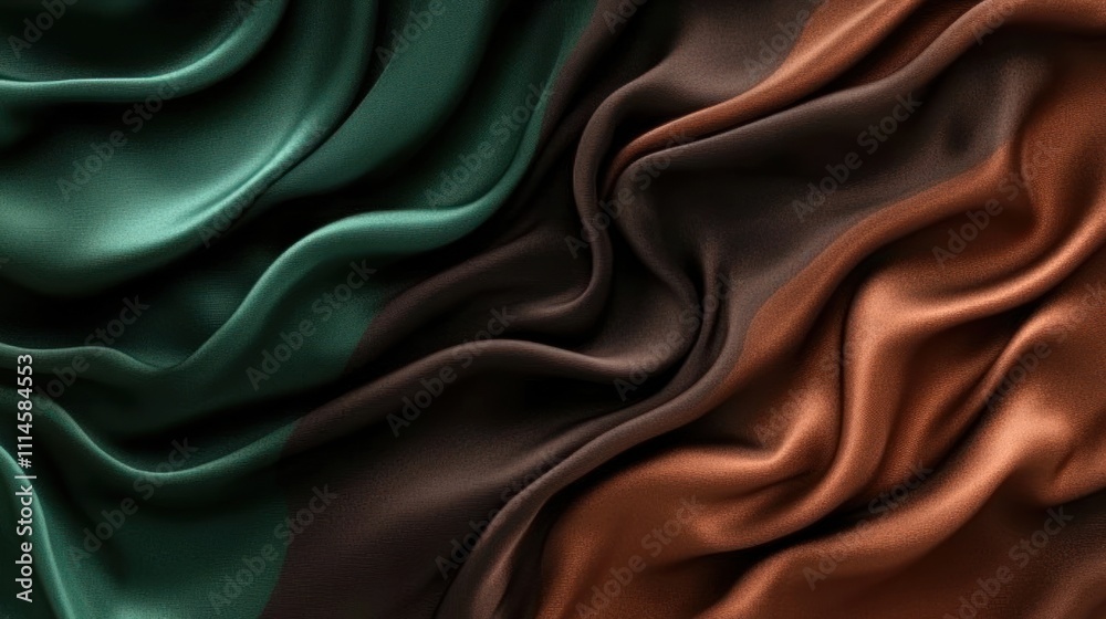 Obraz premium Draped Emerald Brown and Copper Silk Fabric