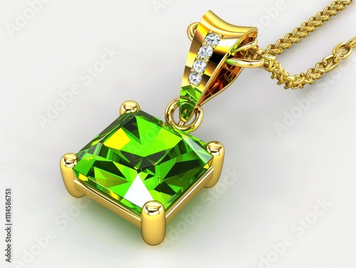 pendant with olivine gemstone, peridot, chrysolite jewelry, green mineral crystals of forsterite, dunite