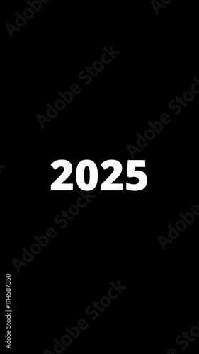 Scrolling animation of 2025. Black screen overlay.