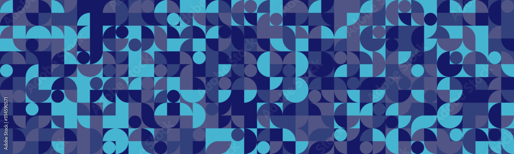 Obraz premium Geometric mosaic pattern with creative shapes and minimal style. Perfect for modern posters, seamless backgrounds, or textile prints.