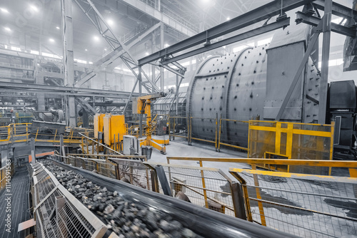 Принти на полотні Grinding ball mill operates with mineral ore at plant for copper and gold concentrate