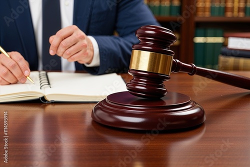 Gavel Symbolizing Law, Justice, and Fairness in the Courtroom