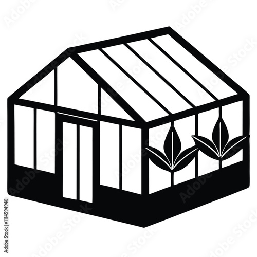 greenhouses vector silhouette white background