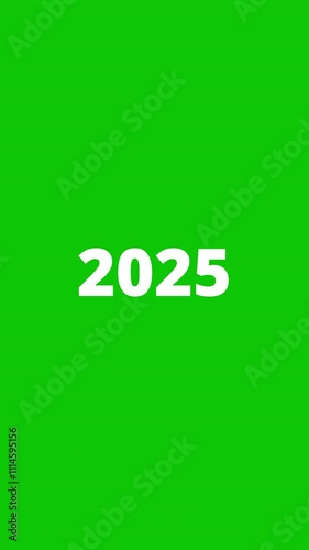 Scrolling animation of 2025. Green screen.