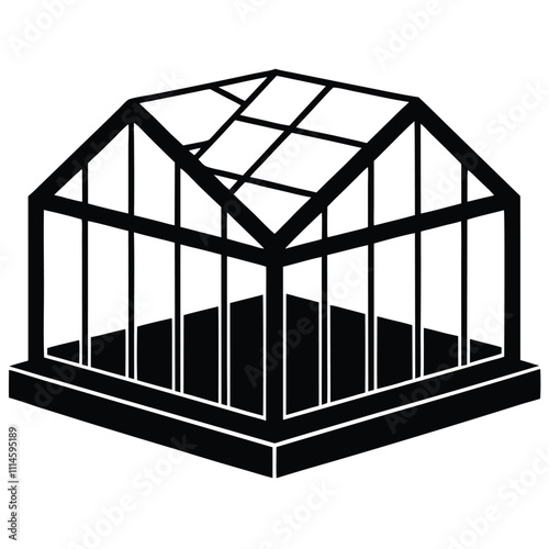 greenhouses vector silhouette white background