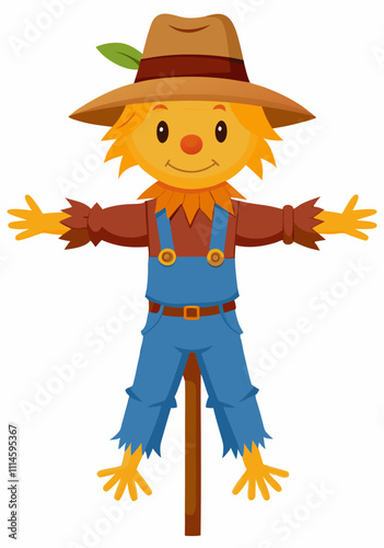 cartoon scarecrow isolated white background


