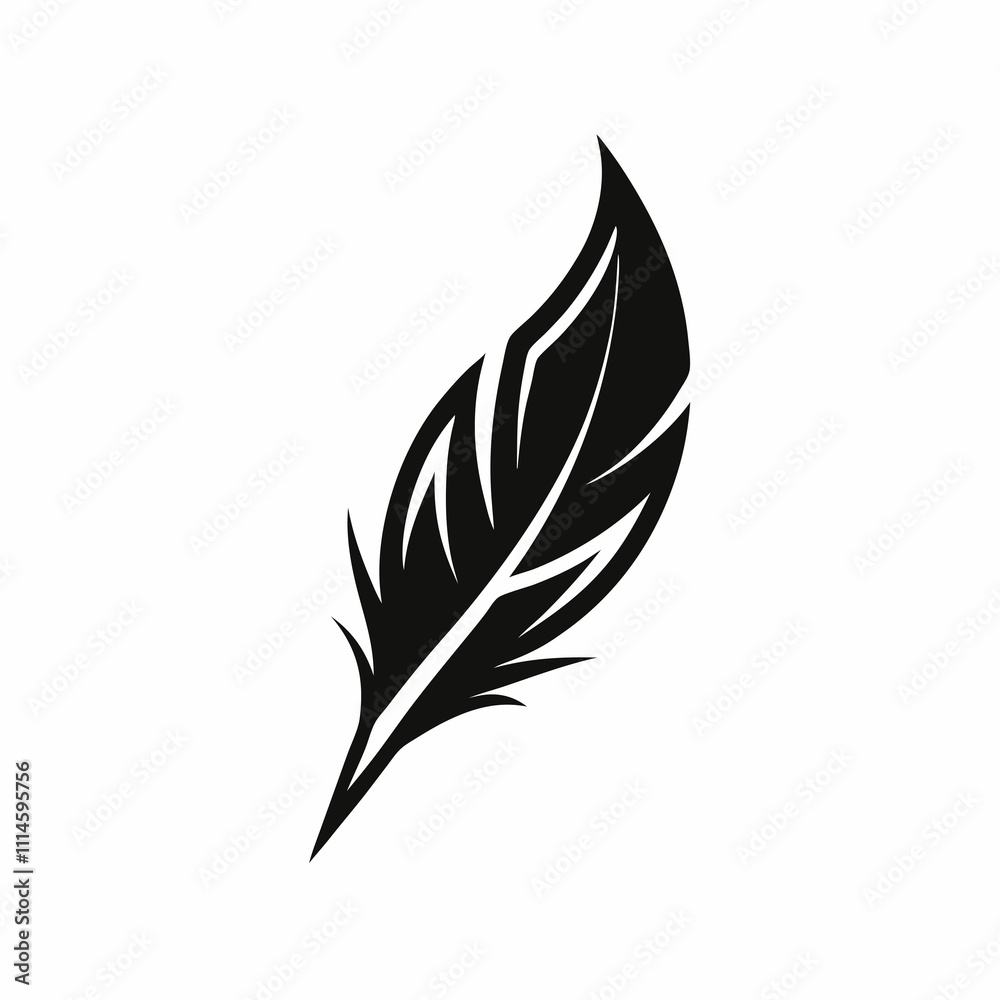 Obraz premium Feather and Leaves Illustration