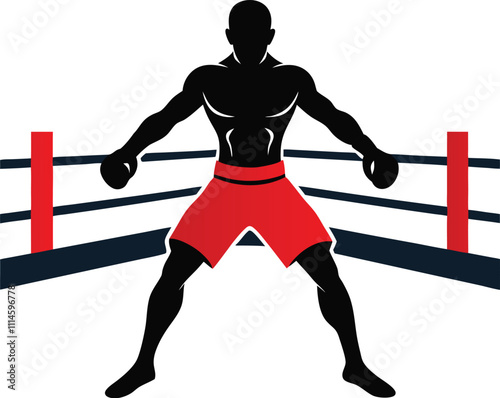 boxers in the ring vector silhouette withe background