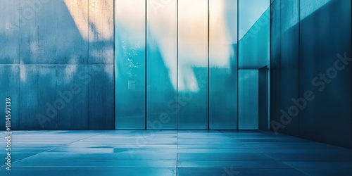 A reflective glass pane with faint smudges and distortions, capturing light in a minimalistic composition. photo