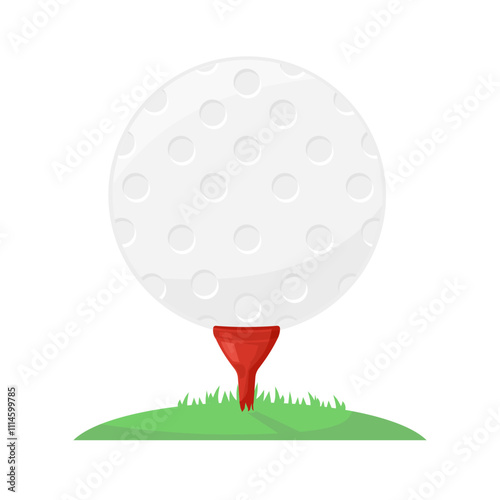 Golf Ball on Tee Cartoon Color Illustration Icon