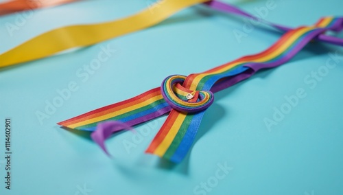Rainbow ribbons as LGBT Pride Month decorative elements promoting diversity and equality with transparent files no background photo
