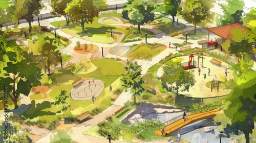  A series of community parks and recreational areas illustrating 