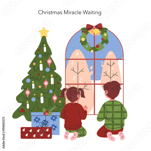 Christmas Family. Flat Vector Illustration