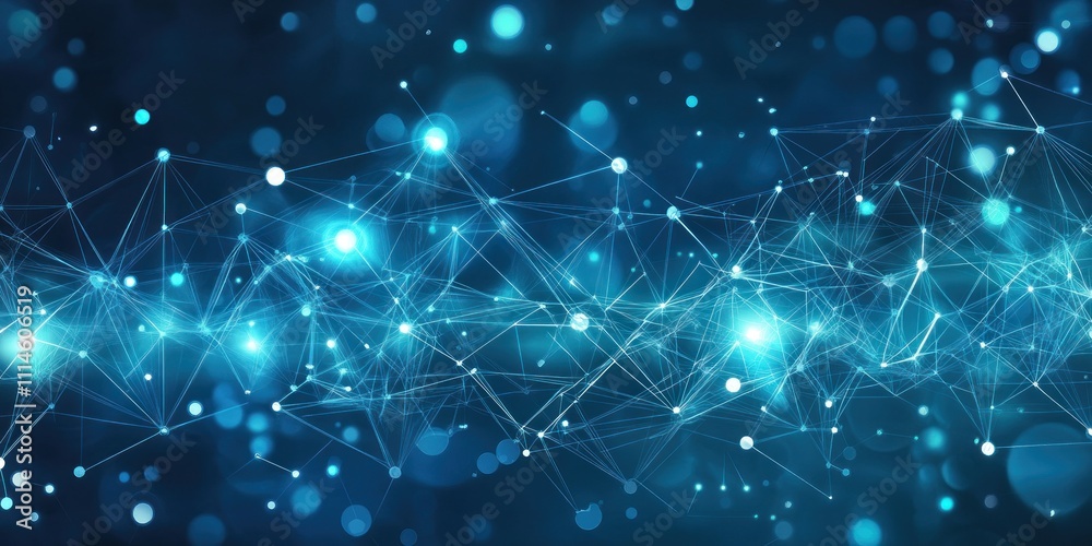 Fototapeta premium Abstract Network Data Visualization Blue Lights