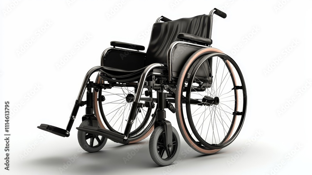 Fototapeta premium Modern Wheelchair on a White Background for Accessibility and Inclusive Design Concepts with Clean Lines and Practical Features