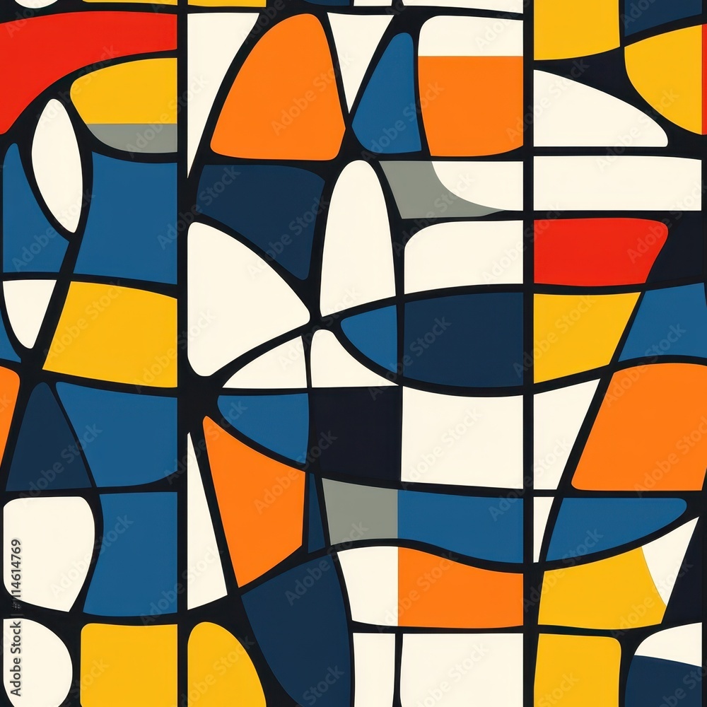 Fototapeta premium Colorful Mid Century Geometric Pattern Design for Wallpaper and Decoration
