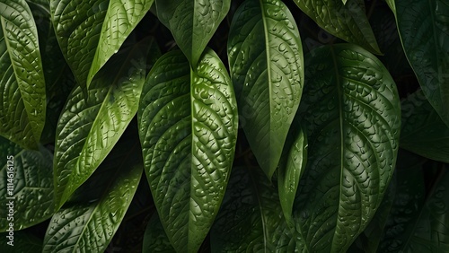 Close-up of a green leaf background. Nature foliage abstract of leaf texture for organic greenery and natural product background to illustrate the idea of green business and ecology. 3D illustration