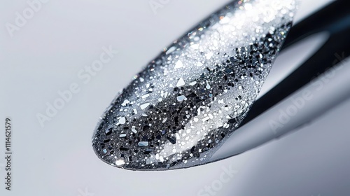 Glittering silver nail polish, reminiscent of starlight photo