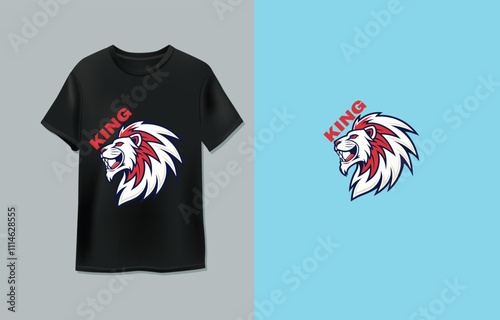 Lion head esport mascot T-shirt design.