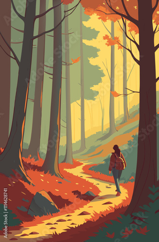 women walking in forest in autumn exploring nature