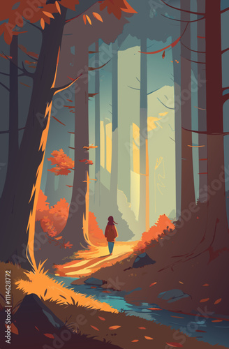 women walking in forest in autumn exploring nature
