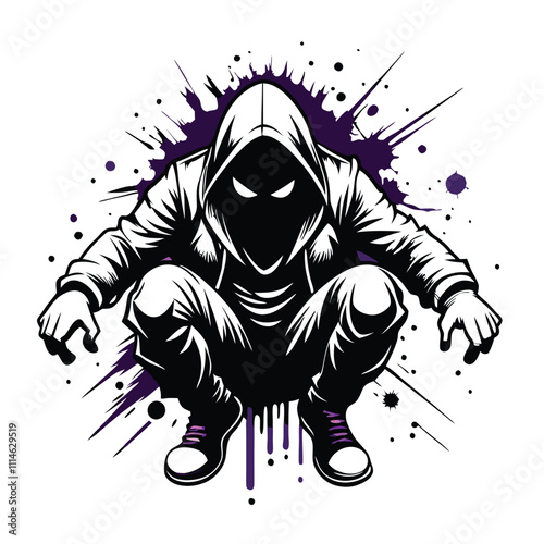 a graphic illustration of a person wearing a hoodie with an angry expression on their face