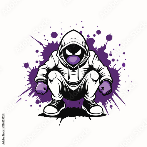 a graphic illustration of a person wearing a hoodie with an angry expression on their face