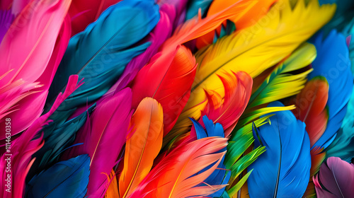 a vibrant display of ethical values reflected in colorful feathers - trust and leadership symbolized. generative ai