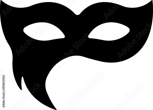 Different Mask silhouette isolated on transparent background Masquerade vector for apps or web party superhero carnival villain or burglar icon in flat. costume eye mask hidden person face