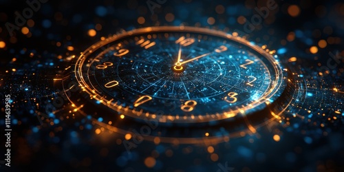 Wallpaper Mural Futuristic Clock Illuminates Time Within A Digital Cosmos Torontodigital.ca