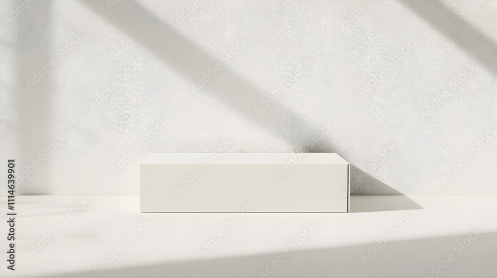 Obraz premium Minimalist White Rectangular Shoe Box on White Background with Matte Finish for Footwear Storage and Gifting