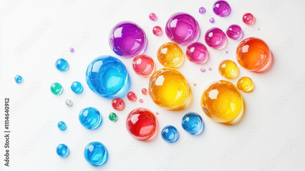 Fototapeta premium Colorful translucent spheres arranged on white background