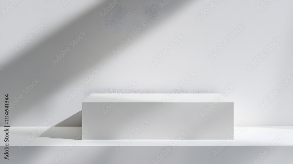 Obraz premium Minimalist White Rectangular Shoe Box on White Background with Matte Finish for Footwear Storage and Gifting