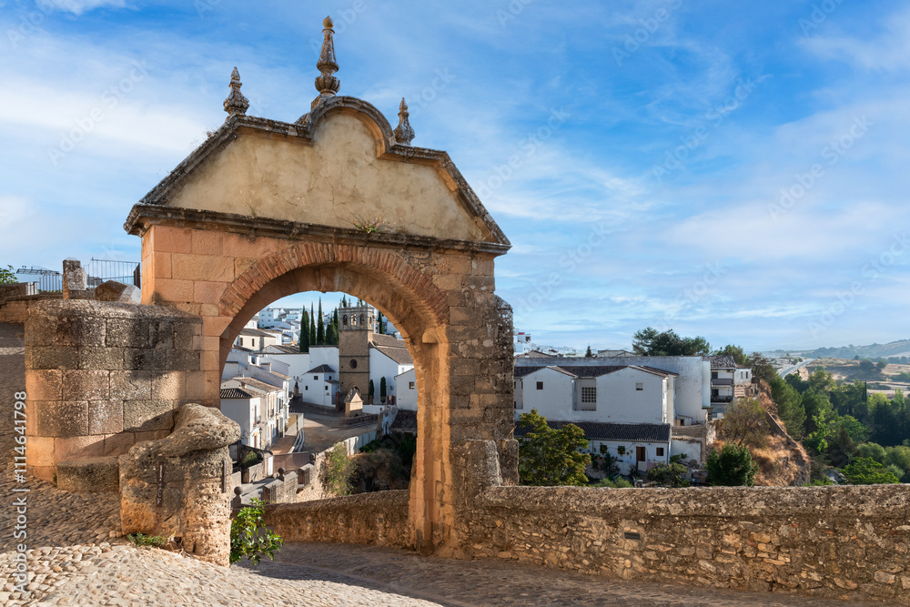 Felipe V Gate and the Church of Nuestro Padre Jesus, Ronda, Andalusia, Spain. Felipe V Gate and the Church of Nuestro Padre Jesus, Ronda, Andalusia, Spain.