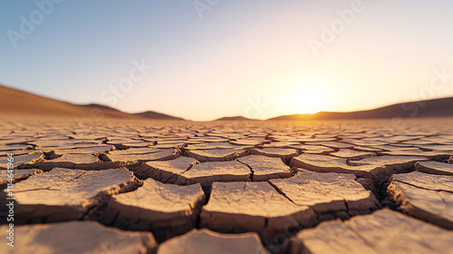 Wallpaper Mural Cracked Dry Earth in Barren Landscape Under Clear Sky Torontodigital.ca