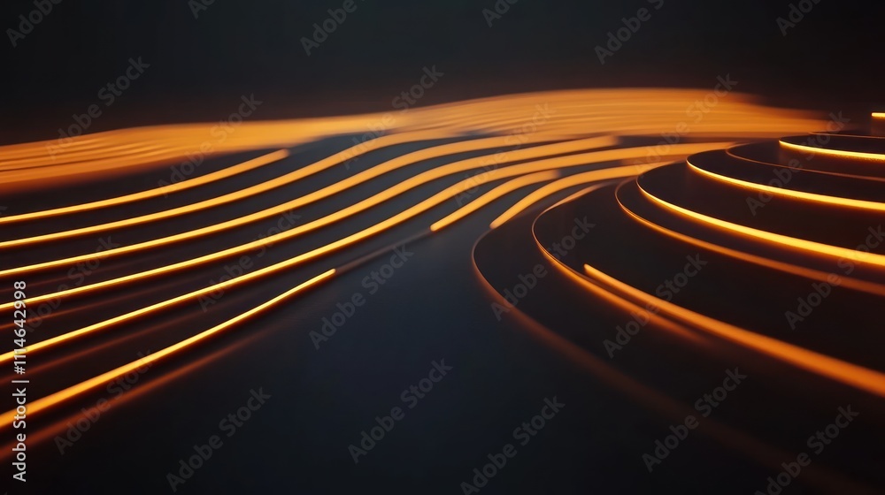 Fototapeta premium Abstract Orange Glowing Lines Curve Design