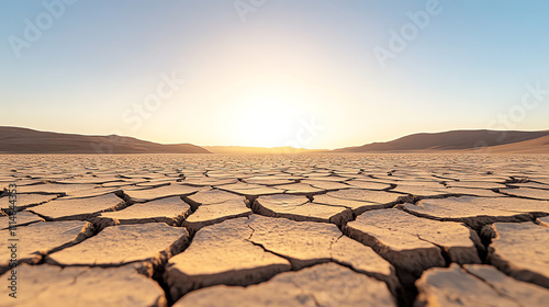 Wallpaper Mural Cracked Dry Earth in Barren Landscape Under Clear Sky Torontodigital.ca