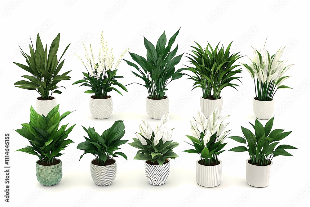 Fototapeta premium Indoor Plants Collection in Decorative Pots for Home Decoration