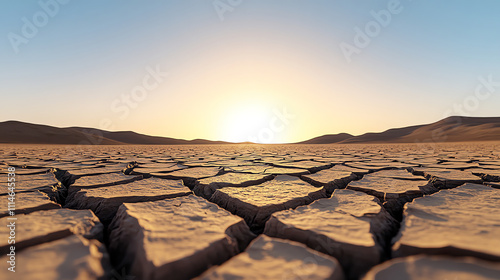 Wallpaper Mural Cracked Dry Earth in Barren Landscape Under Clear Sky Torontodigital.ca