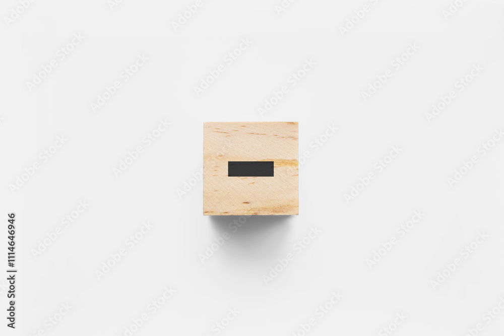 - (Minus) wooden cube on white background - (Minus) wooden cube on white background