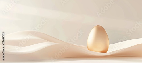 Elegant Minimalist Easter Card with Golden Egg and Soft Shadows for Luxurious Design photo